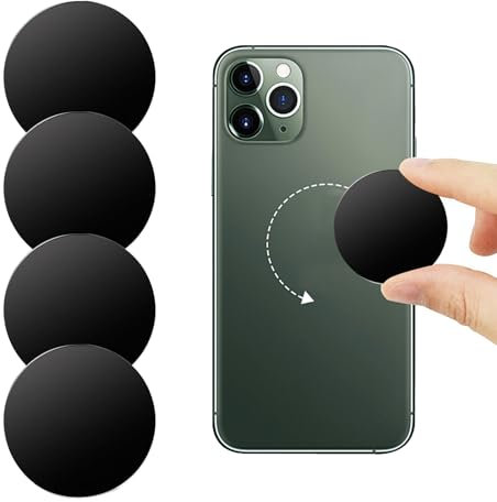 4 PCS Thin Metal Plates Replacement Mount Plate Kits with Strong Adhesive,Metal Plates for Mobile Magnetic,Phone Car Holder Compatible with Magnetic Car Mount etc(Black)