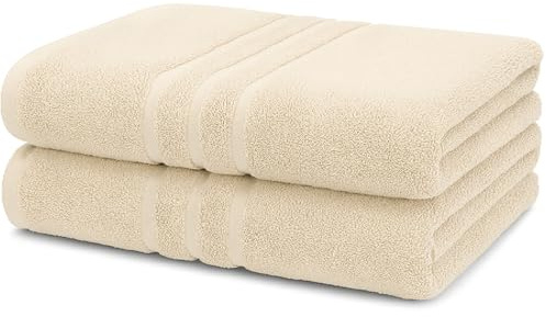 Julido Luxus Duschtuch-Set – 2er Pack 70x140 cm – Flauschige & Saugstarke Handtücher aus 100% Baumwolle, Schnell Trocknend, Strapazierfähig & Pflegeleicht (Taupe, 70 x 140 cm)