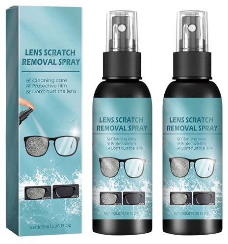 KOAHDE Glasses Cleaning Spray für Sonnenbrillen, Kratzer-Spray, Glasreparaturflüssigkeit für Linsen, kratzfeste Brillen-Reinigungsflüssigkeiten, 2 Stück