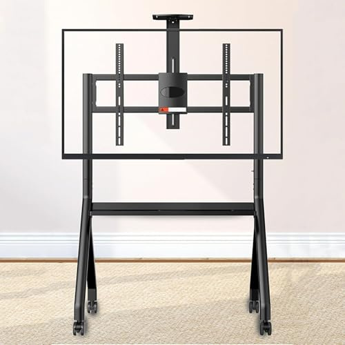 Mobile TV Stand, Rolling TVs Cart on Wheels Height Adjustable Heavy-Duty Floor Stand for 60-120 Inch LCD LED Screen, Mobile Stand for Smart Whiteboard