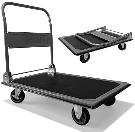 QUICK STAR Carrito plegable para garaje, taller, hogar, sótano, plataforma, 90 x 60 cm, altura 86 cm