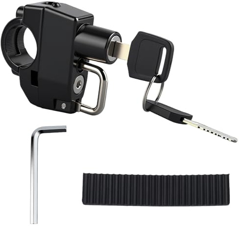 Motorcycle Helmet Lock,Metal Anti‑Theft Motorbike Helmet Lock with 2 Keys, Riding Accessory for 22mm/0.9 Inch Handlebar Tube, Universal for Motorbike,Bicycle,Scooter