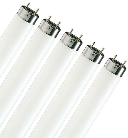 NCC-Licht 5x Leuchtstofflampe T8 Röhre 60cm 18W/827 G13 warmweiß 2700K | Leuchtstoffröhre T8 aus Glas, gemütliches Licht für Wohnbereiche