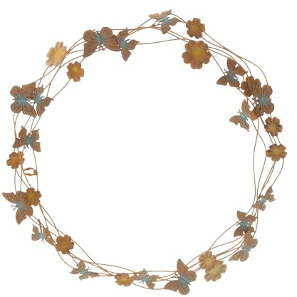 FRANK FLECHTWAREN Kranz Blumen Schmetterlinge Rost, Metall Ø 45 cm | Dekorativer Kranz aus Metall mit Rostfinish, filigranes Blumen- und Schmetterlingsmotiv, Ø 45 cm, für Tür, Wand und Garten