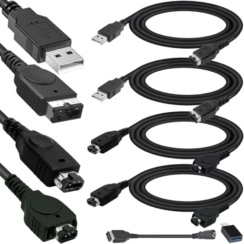 HAAMNING7 4 Stück für GBA SP USB-Ladekabel, für GBA Link Connect Kabel, für NDS Power Charging, für Nintendo DS Konsole(NDS), Gameboy Advance SP(1.2m)