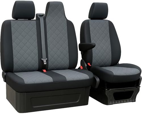 Saferide Autositzbezüge 2+1 Maß kompatibel mit Nissan Interstar ab 10 Bus Schonbezüge Grau Sitzauflagen Schonbezug Sitzschutz