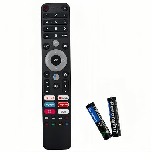 Telecomando sostitutivo a infrarossi per Smart TV PEAQ, compatibile con serie PTV32GH/PTV43AQU/PTV50GQU e altri modelli, con tasti rapidi Netflix/YouTube, inclusi 2 batterie, pronto all’uso – Nero