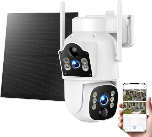 4G LTE Überwachungskamera Außen Solar, Dual-Objektiv 360° PTZ | Auto-Tracking, 10X Digitalzoom, Farbnachtsicht und App-Zugriff für Hof, Baustelle, Wohnmobil und abgelegene Orte