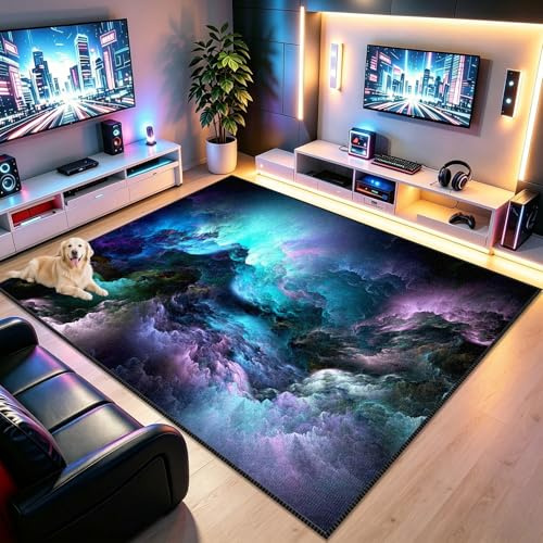 Voxirum Gaming Läufer Teppich, rutschfest Gamer Teppich 200 x 280cm Jugendzimmer Deko Jungen Design, Gaming Teppich, Unverzichtbare Fußmatte für Teenager und Kinder Wohnzimmer