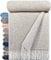 STTS International Wolldecke Wohndecke Merinowolle - Kaschmir - Mix 140 x 200 cm sehr weiches Plaid Kuscheldecke Faro Beige/Grau-Weiß (Duo)