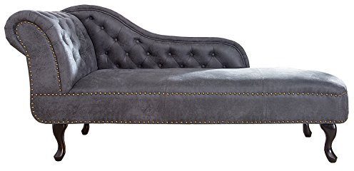 invicta INTERIOR Design Chesterfield Recamierè antik grau Récamiere Chaiselongue Chaise Longue Sofa Wohnzimmer Ottomane