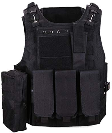 QHIU Taktische Weste, Camouflage, Militär, Kampfsport, MOLLE, für Airsoft, Paintball, CS Outdoor-Sport