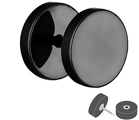 Treuheld Fake Plug - Edelstahl Ohrstecker zum Schrauben - Schwarz - Damen & Herren - 4mm