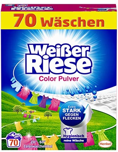 Weißer Riese Color Pulver, Colorwaschmittel, 70 Waschladungen, extra stark gegen Flecken und für hygienisch reine Wäsche