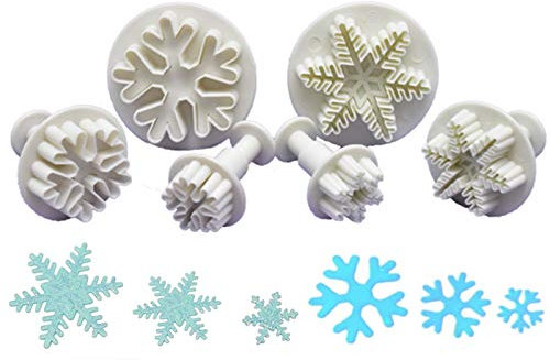 nuluxi Flocon de Neige Gâteau Modelage Outils Plastique Emporte-Pièces Flocon de Neige Blanc Emporte-Pièces Flocons de Neige Noël Décoration de Gâteau Pâtisserie Tampons en Pâte de Modelage Outils