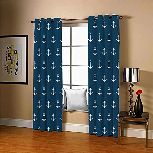 JRCURTAIN 3D Vorhang Blickdicht Anker Gardine Polyester Mit Haken Für Schlafzimmer Kinderzimmer Wohnzimmer Dekoration 2Er Set 220X215Cm