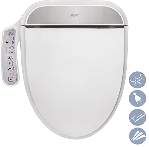 R FLORY FDB300 Sedile Bidet Intelligente con Riscaldamento del Sedile, Pulizia con Acqua Calda di Asciugatura Water Bidet Incorporato Doccetta per Bidet (Normal-EU)