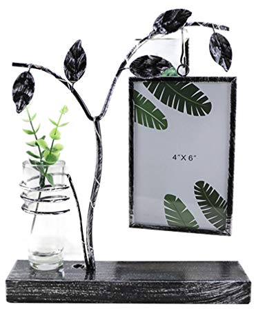 Eisen Metall Baum Bilderrahmen Rechteckigen Fotorahmen Halter mit Hydrokultur Vase für Home Office Schreibtisch Dekorationen (Keine Pflanze Zufällige Farbe)