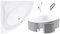 BADLAND Badewanne Original Weiß Acryl Wanne Eckbadewanne MIA 130x130 KOMPLETTSET SET mit Premium Styroporverkleidung + Füßen und Exklusive Chrom Automatik Ablaufgarnitur Made in EU 4in1