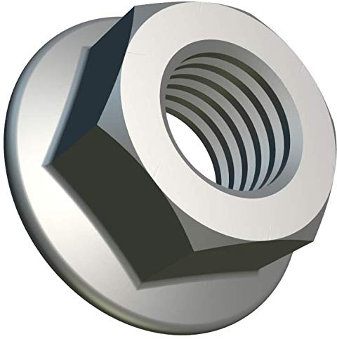M12 Dado Flangiato Esagonale Acciaio Autobloccante (Confezione da 10) Vite Seghettata Interno Zincato per Bulloni/Viti - Dadi Chiusura Standard Certificato DIN 6923 (12mm)