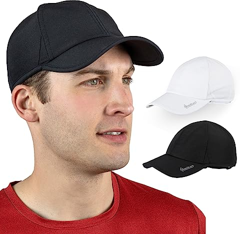 TrailHeads Cap Herren Sommer Mit UV-Schutz - Schnell Trocknende Sport Kappe - UPF 50 Laufkappe - weiß & schwarz Doppelpack