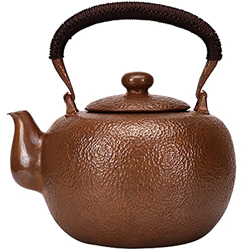 2L Capacidad grande Una piel de cobre para hacer una botella de cobre Forged Forged Office Kettle Kettle una tetera espesada sin recubrimiento puramente hecha a mano