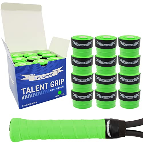 27x Overgrips Tennis Talent Grip Griffband in umweltfreundlicher Verpackung | 0,60mm Stärke | Für Squash Badminton Schläger & Golf inkl. Selbstklebendem Abschlußband | sehr griffig (Grün)
