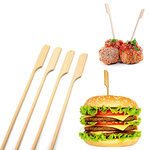 AhGuwa Pinchos de Bambú Natural, 250 Piezas, 9 cm, Palo de Brochetas, Palillos para Aperitivos, Brochetas de Bambú, para Comida, Chuches, Barbacoa, Fiestas, Bandeja Decorativa