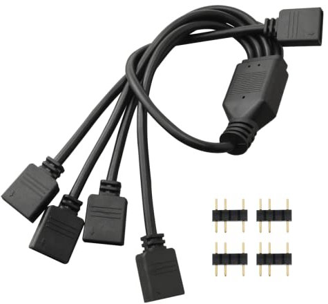 SJZBIN 1-to-4 ARGB Splitter Cable 30cm 1 to 4 3-Pin RGB Splitter Extension Cable for PC Computer Fan Motherboard Aura RGB LED Strip Light