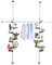 BAOYOUNI Soporte de Plantas Interior Telescópica Estante para Flores de Metal con 12 Bandeja, 2 Gancho y 1 Travesaño Retráctil, Ajustable Altura 230-290 cm, para Decoración Sala, Balcón, Azul Marino