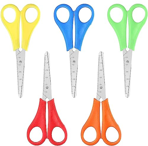5 Stück Kinder Sicherheit Schere, Kunst Schere Kinder Sicherheitsschere Kinderschere Linkshänder Schere Kinder Bastelschere Kinder Bastelscheren Vorschule Schere für DIY Handwerk Kinder Studenten