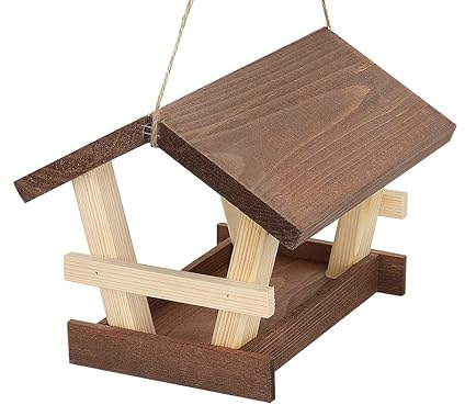 Vogelhaus, Futterhaus, Vogelhäuschen, Vogelhaus zum Aufhängen,Vogelhaus aus Holz, Vogelfutterhaus wetterfest,Vogelfutterspender (Braun)