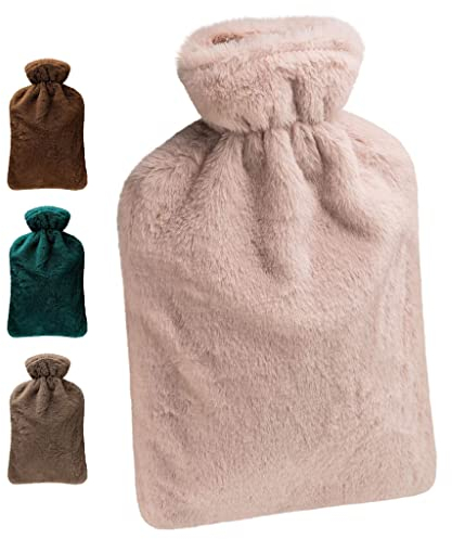 80 Oak NEU: Wärmflasche mit Bezug. 2 Liter Wärmeflasche, Hot Water Bottle, Bettflasche. Ideal für Kinder und Erwachsene (beige)