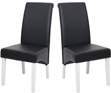 2X Esszimmerstuhl Lehnstuhl Stuhl M37 - Leder, schwarz, weiße Füße