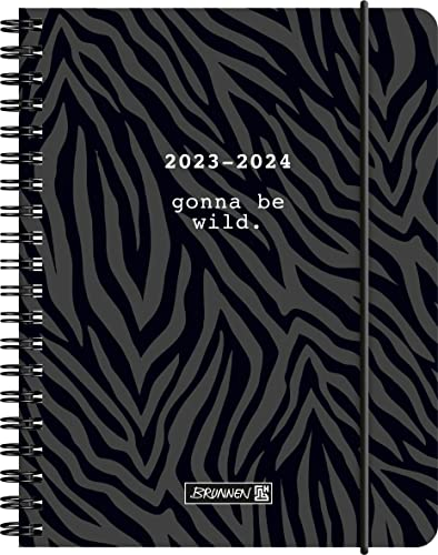 BRUNNEN Schülerkalender „Wild“ 2023/2024 2 Seiten = 1 Woche A6 schwarz