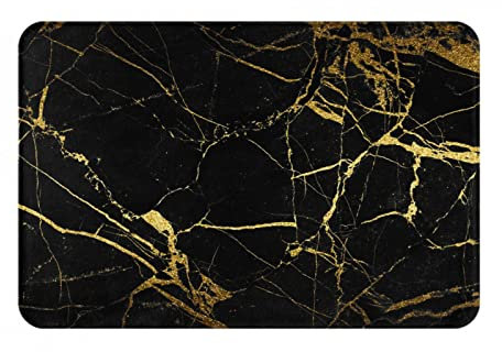 DANLIM Black and Gold Background Door Mat 16x24in Welcome Mat Low Profile Floor Mat Front Doormat Indoor Outdoor Door Rug Non Slip Rugs Extra Durable