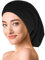 OLESILK Seide & Baumwolle Lange Schlafmütze leichte und weiche Wendemütze Strickmütze Unisex verstellbar für Damen & Herren, Lang, Schwarz
