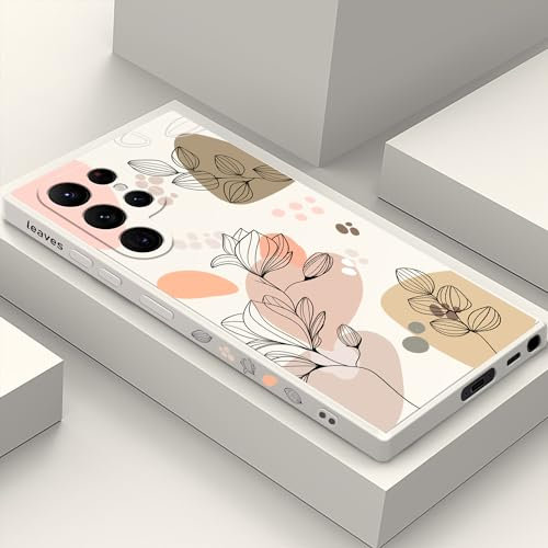 LEECG für Samsung Galaxy S22 Ultra 5G Hülle Modische Blumen Designs Weiches Silikon Tropfen Schützenden Fingerabdruck für Galaxy S22 Ultra 5G Hülle-Weiß 2