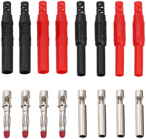 Greluma 8 Stk Isolierte, ummantelte 4-mm-Bananenstecker und -buchsen, Sicherheitslöt-Bananenstecker und -buchsen für Multimeter-Messleitungen