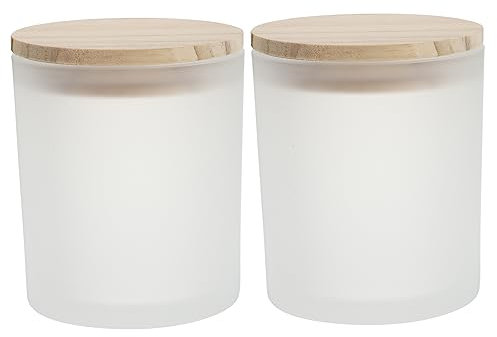 GOOHOCHY 2 Stück Duftkerzenbecher Glas Mit Holzdeckel Aromatherapie Kerzenbehälter Für Entspannende Atmosphäre Und Wohnraumdekoration
