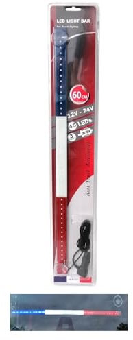 60cm 12-24V Barre Bande Lumineuse LED Drapeau Français Décoration Pare-Brise pour Camion Voiture Caravane Bateau