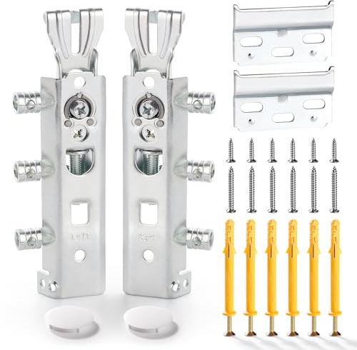 VooGenzek 2 Piezas Colgadores Ocultos para Gabinetes Cocina, Ganchos de Fijación para Muebles Suspendidos, Herrajes Colgar Muebles Cocina, con Tornillo y Cubierta, Peso del Rodamiento: 100kg