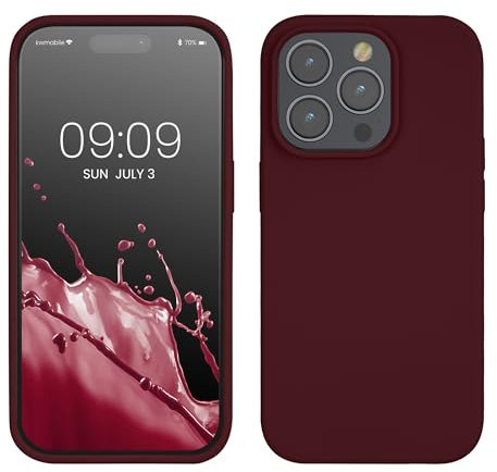 kwmobile Handyhülle für iPhone 14 Pro Hülle, für iPhone 14 Pro Case - Hülle Silikon - kabelloses Laden - Bordeaux Violett