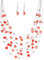 FULU AUTUMN Boho Mehrschichtige Perlenkette Damen Perlen Statement Kette und Ohrringe Set Modeschmuck für Mütter Frau Oma Mode Geschenke(Red)