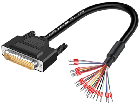 Harrisen DB25-Stecker lötfreier Adapter mit 1.5M 26AWG Ersatzkabel,Kunststoffgehäuse RS232 D-SUB Seriell auf 25-poligen Port-Terminal-Stecker Adapter Breakout Board