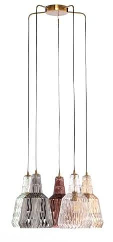 Lindby Pendelleuchte Belarion (Retro, Vintage Antik) aus Glas (5 flammig E27) - Hängelampe Esstischlampe Hängeleuchte Wohnzimmerleuchte