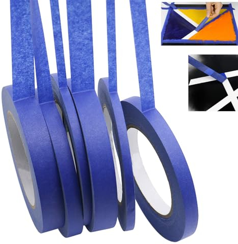 KkvoGmle 6 Rollen Blau Malerkrepp, 3/7/12mm Maler Klebebänder Fineline Tape Masking Tape Band für Malerarbeiten, Auto, Schule, Büro, Heimwerkerprojekte