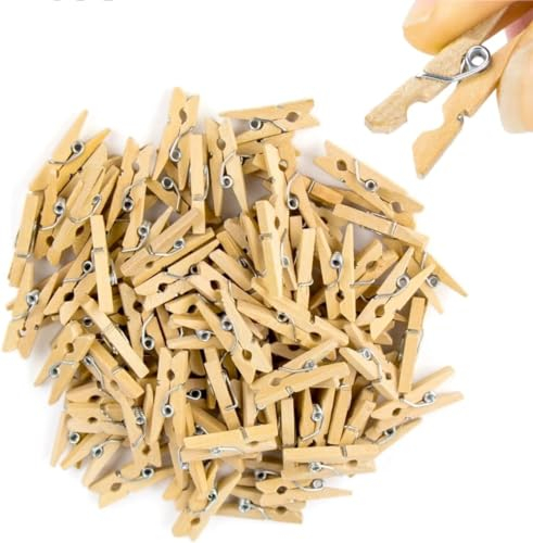 500x Mini Wäscheklammern - Miniklammern - Größe 25 mm Klammer Kleine Holzklammern aus echten Holz - für Fotowand & Basteln & DIY - Holzwäscheklammern