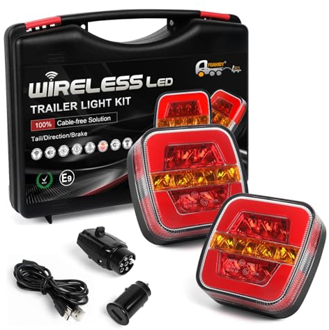 Yuanjoy Kabellose Rücklichter Set, 12/24V Magnetische Anhänger Beleuchtung, Dynamische LED Anhänger Rückleuchten für LKW, Wohnwagen oder LKW Heck ECE EMV