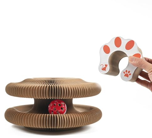 Coogime Katzen Kratzbrett, Magische Orgel Kratzpappe für Katzen, 2-in-1 Cat Kratzbrett mit Glöckchen, Foldable Convenient Katzenspielzeug Katzenkratzbretter Durable